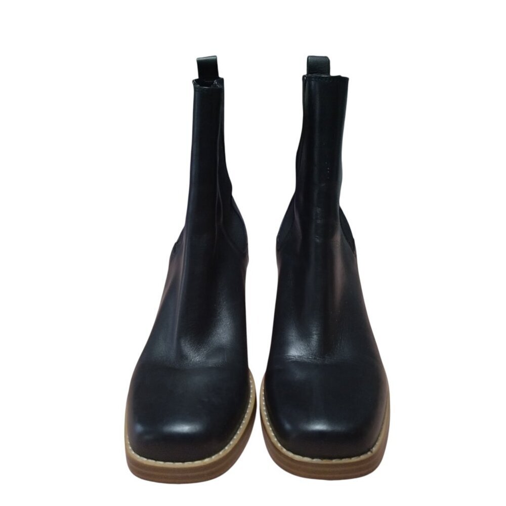 Marc Fisher Women's Size 8M  Black Leather Lonel Chelsea Bootie Boot Stack Heel